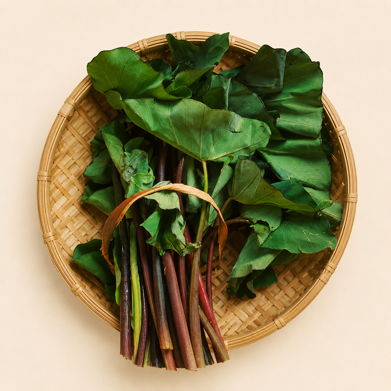 Kosu Thuri (কচু থুৰি) — Assamese Taro Shoots & Tender Leaves